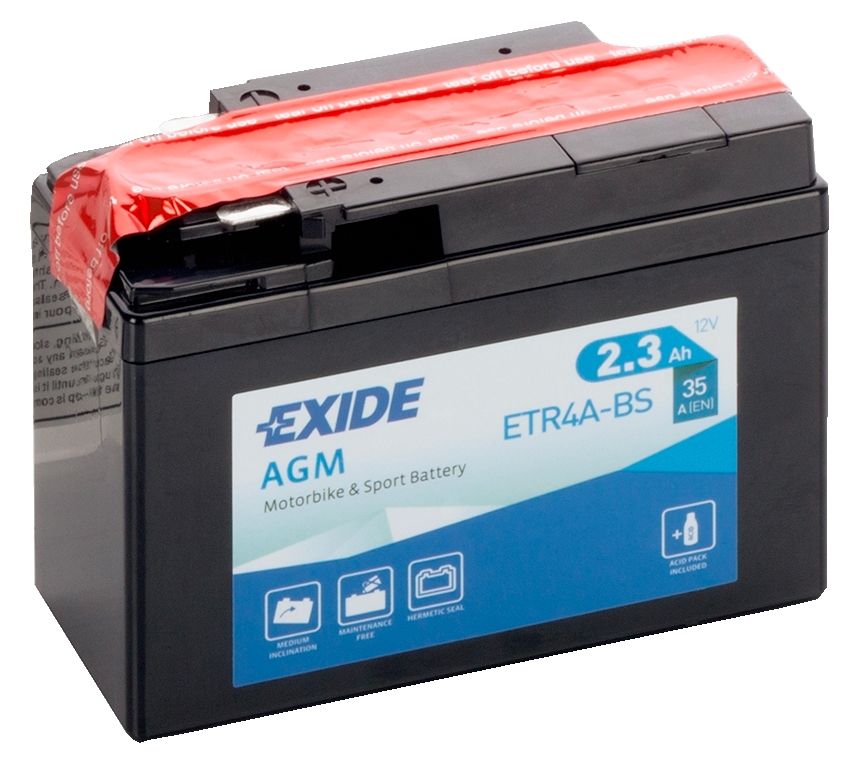 Аккумулятор EXIDE мото Motorbike Sport AGM 2,3Ah 35A (EN) AGM EXIDE ETR4ABS